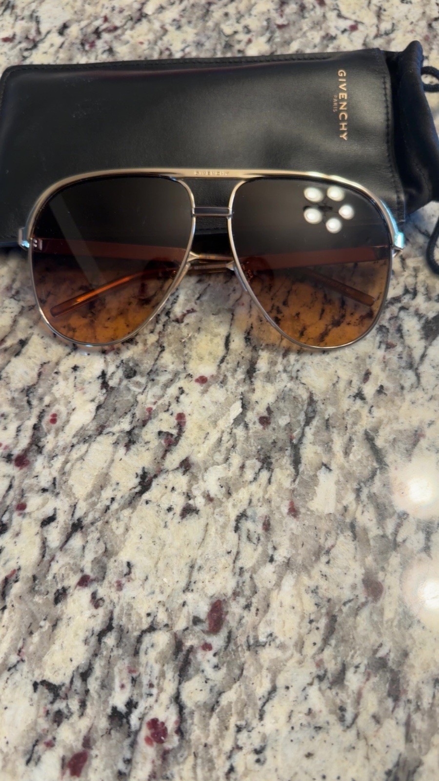 Givenchy Aviator Sunglasses Gold Metal Frame Brown Gradient 100% AUTHENTIC