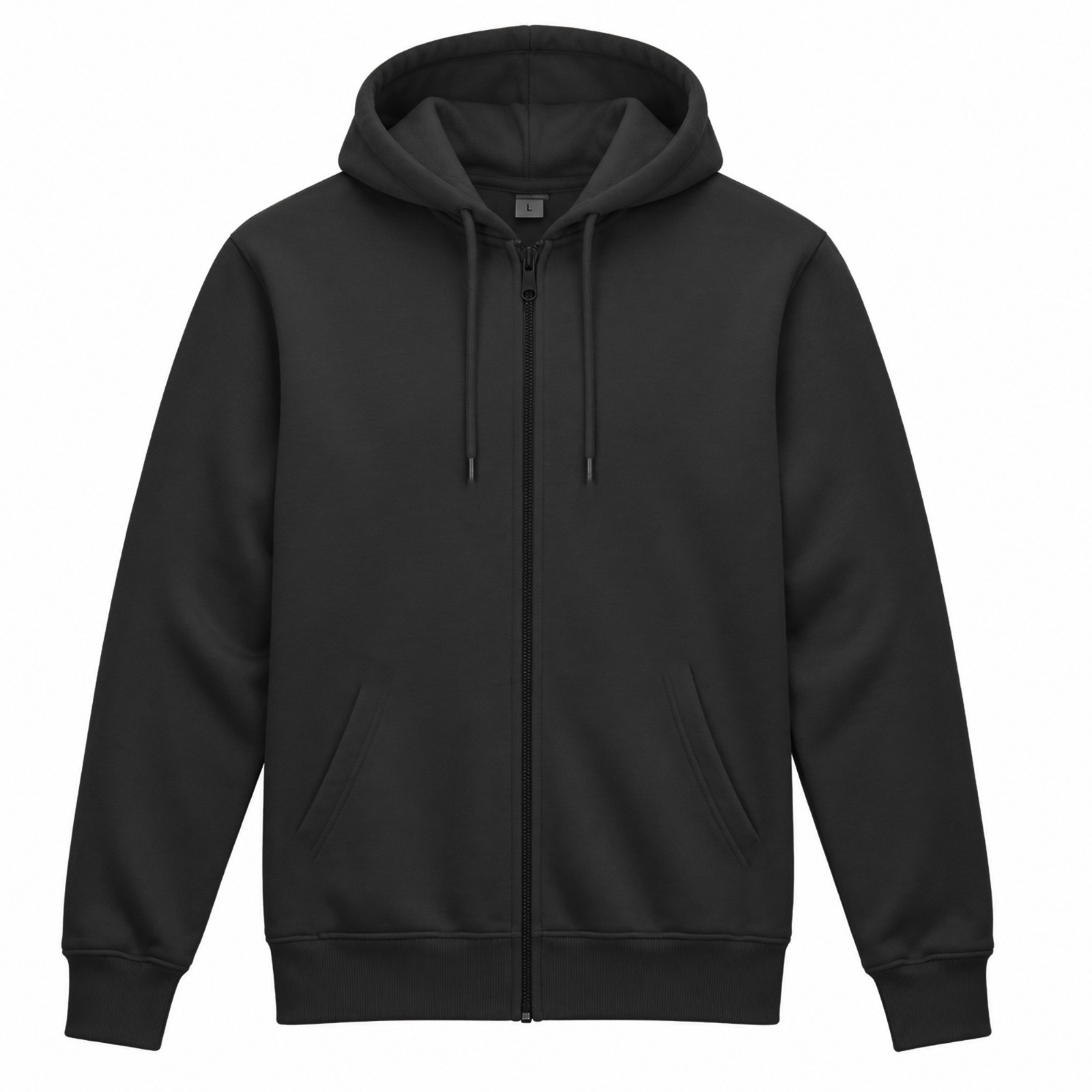 Men's Fleece Lined Full Zip Up Hoodie Cotton Blend Drawstring Ribbed Cuffs M-3XL