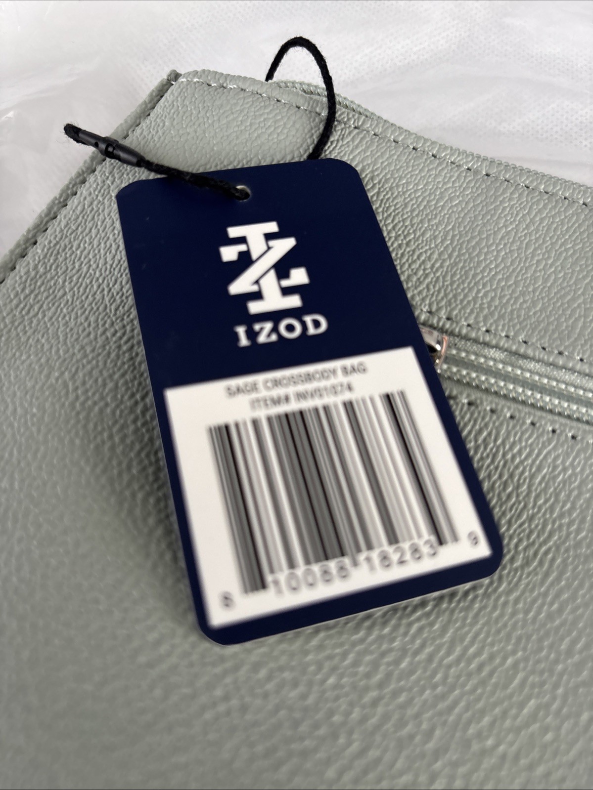 IZOD Sage Green Crossbody Handbag Faux Leather Adjustable Strap NWT Dust Bag