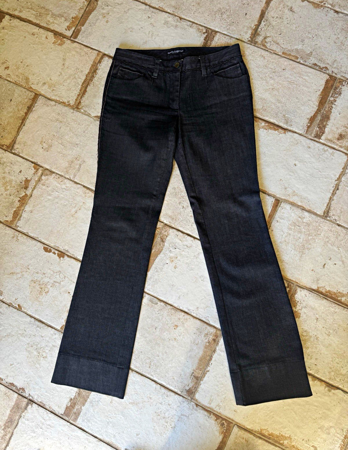 Dolce&Gabbana Womens Black Dark Wash Straight Leg stretch size 29 Made in Italy