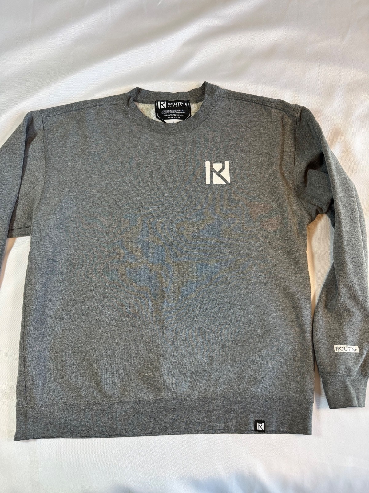 Routine Baseball Sweatshirt Mens Large Gray Crewneck Graphic Pullover Fleece
