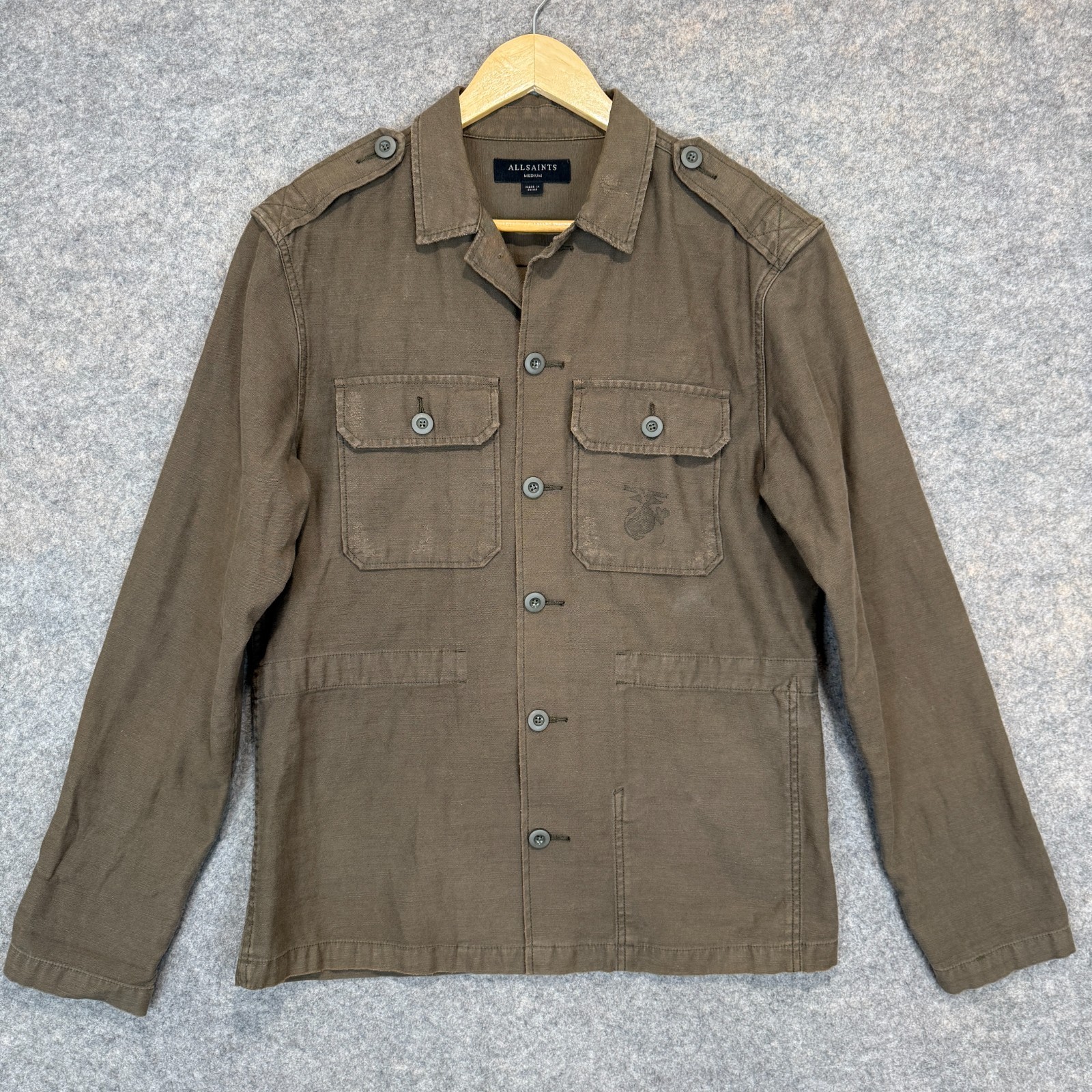 ALLSAINTS Sapper Military Shirt Jacket Shacket Mens Medium Overshirt Army Khaki