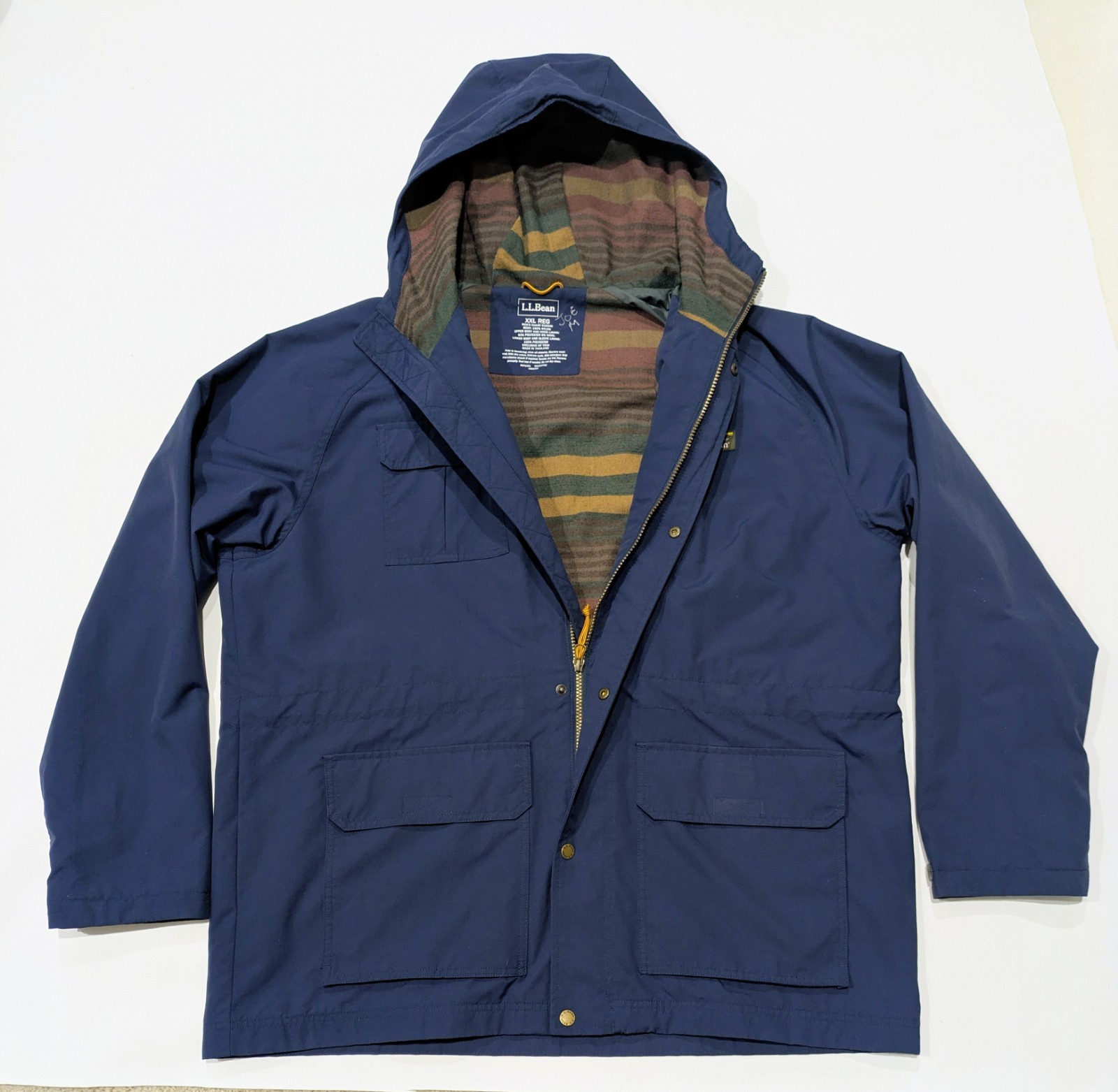 L.L.BEAN Mountain Classic Water Resistant Flannel Lined Jacket Navy Mens XXL 2XL