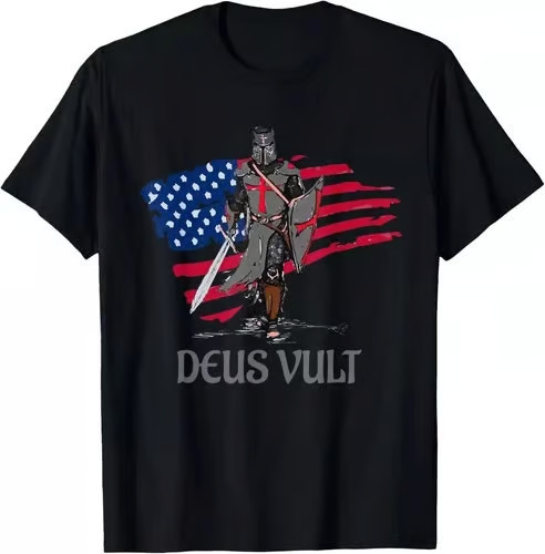 2026/NEW LIMITED Distressed Deus Vult Crusader, God Wills it T-Shirt S-3XL Made