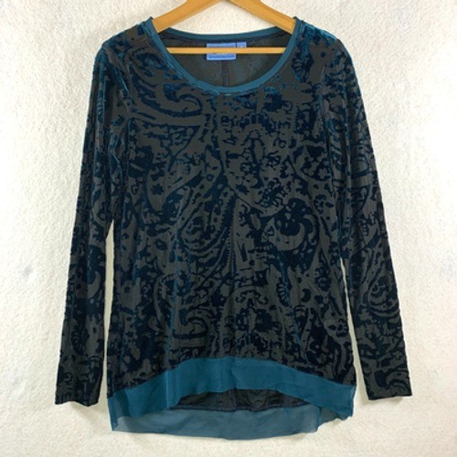 Womens Whimsigoth Velvet Burnout Long Sleeve Top Small Dark Romantic FairyGrunge