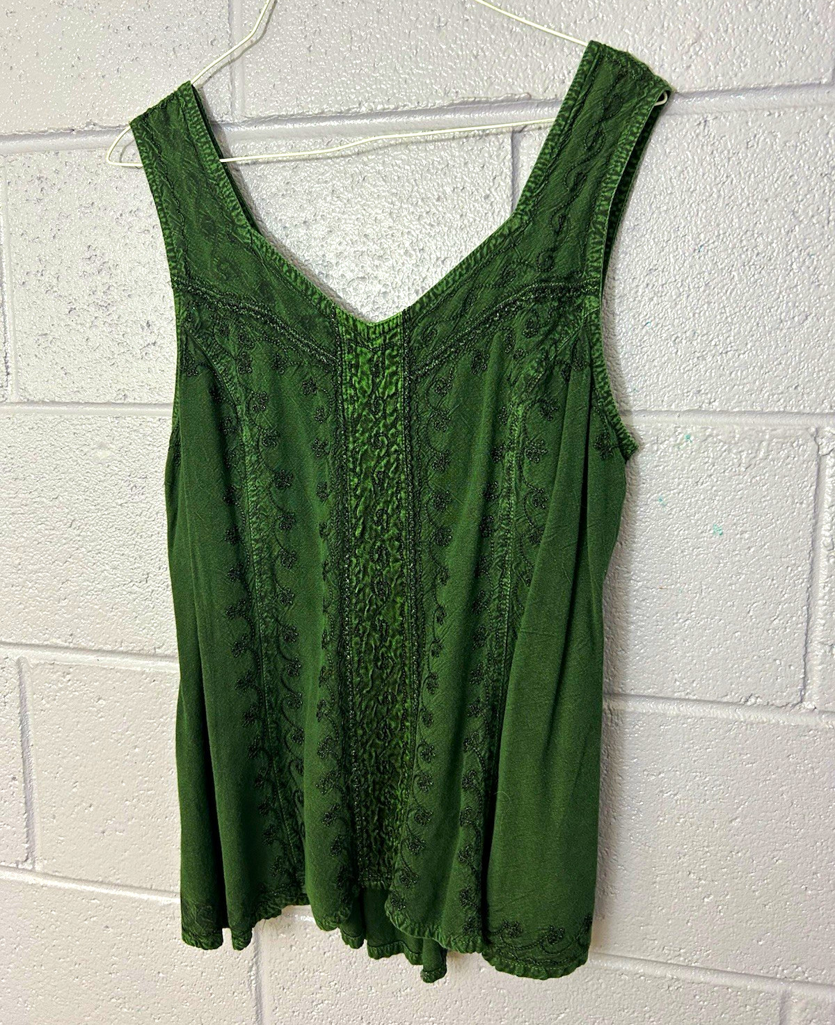 Vintage 90s/2000s Dark Green Grunge Hippie Boho Tank Top
