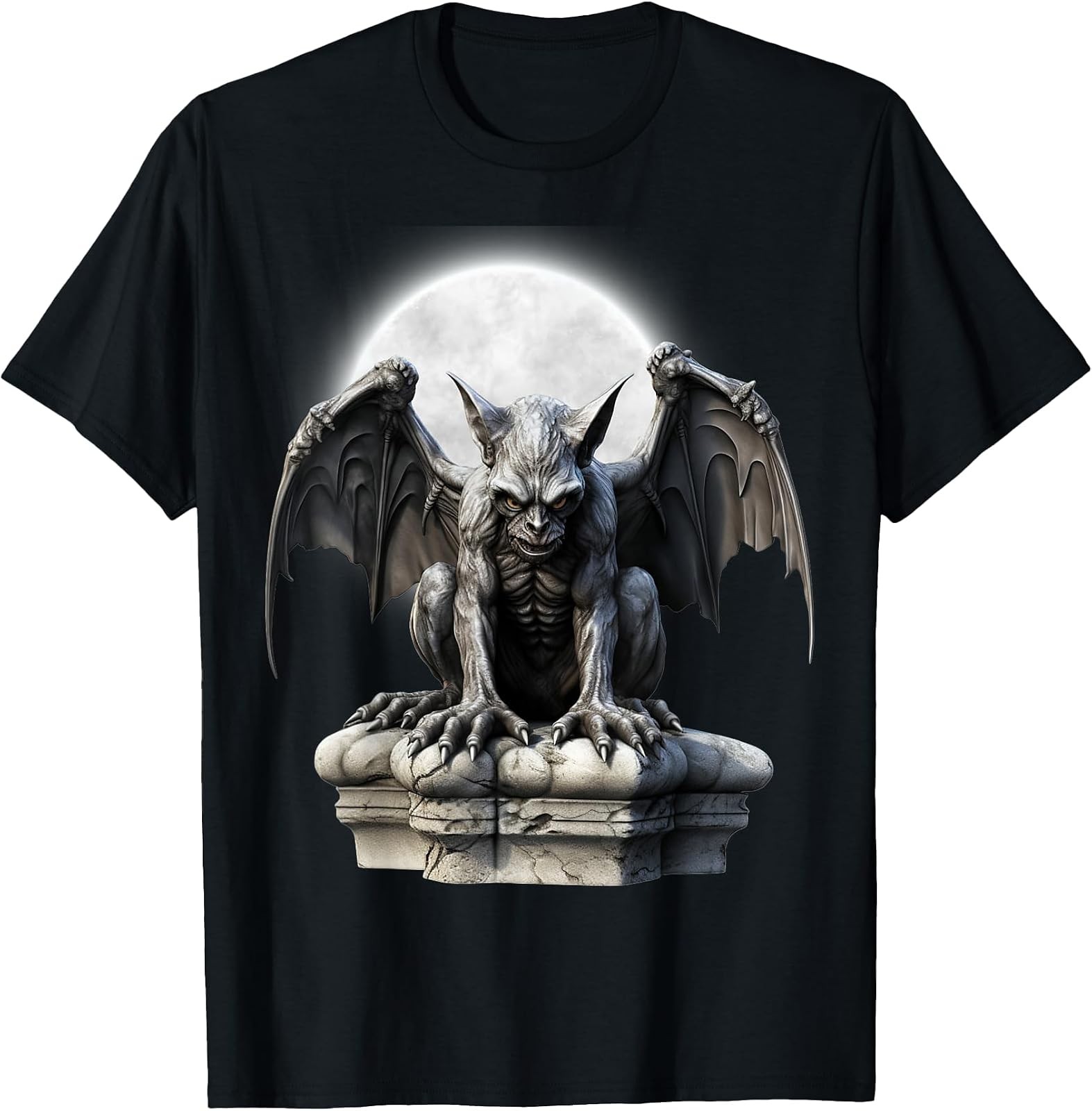 Gothic Winged Gargoyle Goth Fantasy Moon Halloween T-Shirt