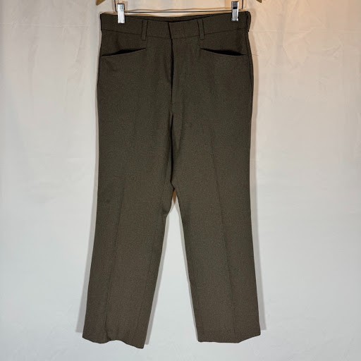 Vintage Levi\'s Action Slacks – Men\'s Brown Flat Front Dress Pants (~30 x ~27)