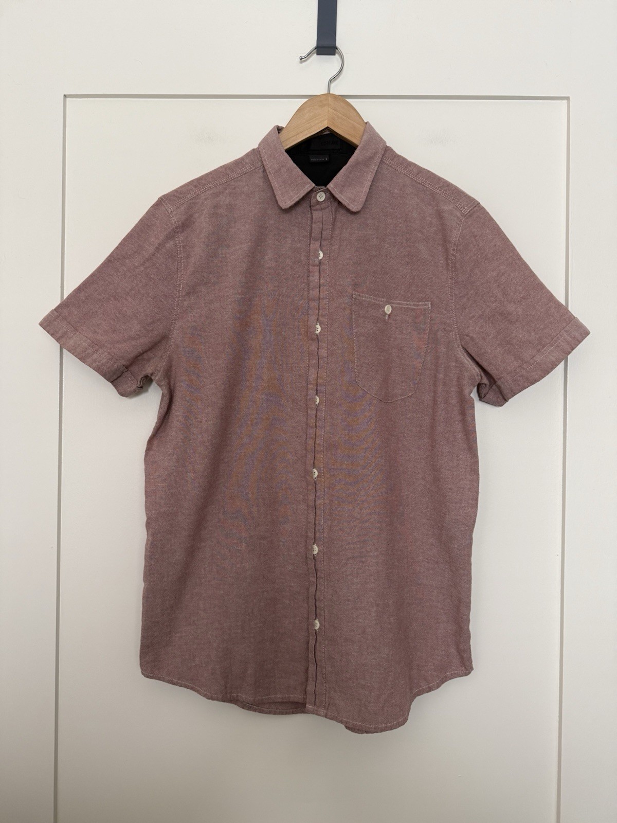 Comune Shirt Mens Sz S Pink Short Sleeve Button Up Cotton Blend Casual Preppy