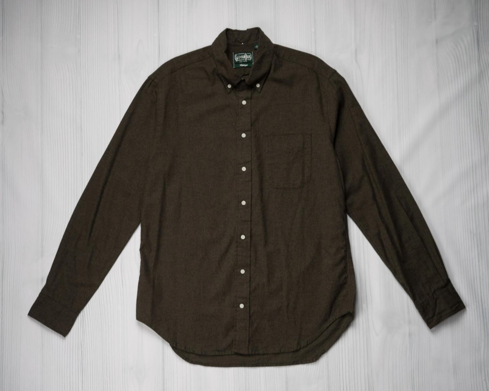 Gitman Vintage $275 NWT Olive Green Classic Flannel Shirt Button Down Collar L
