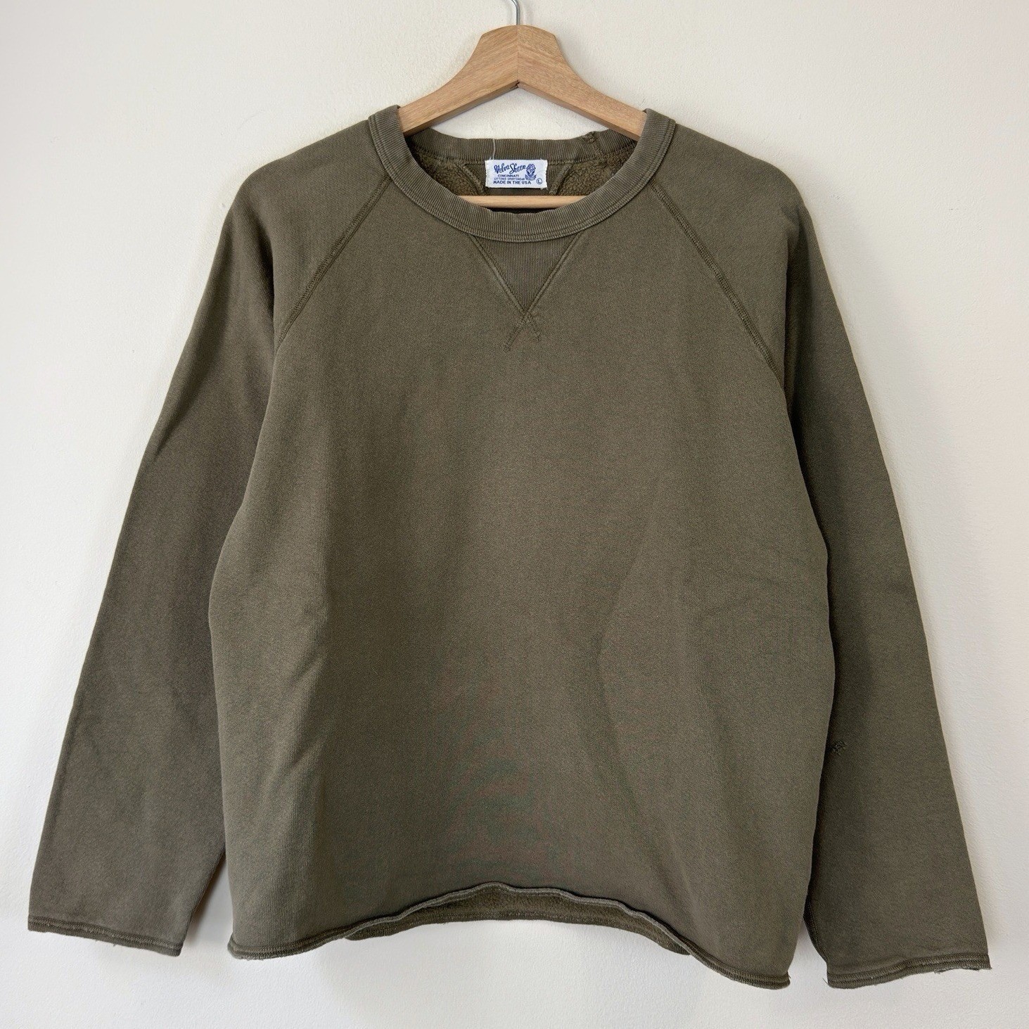 Vintage 80\'s Velva Sheen Double V Raglan Brown Blank Sweatshirt Made In USA - L