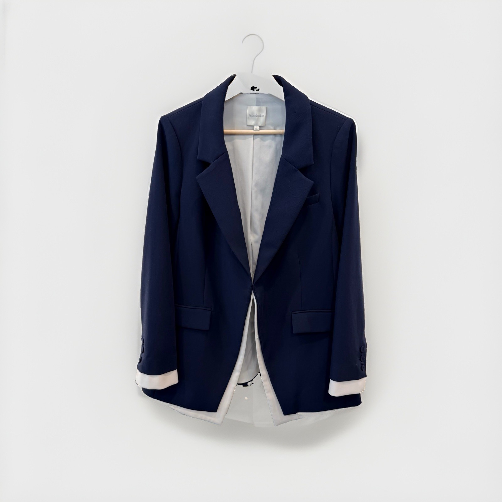 Favorite Daughter Womens The Kelly Blazer Twilight Blue Lined Notch Lapel Size L