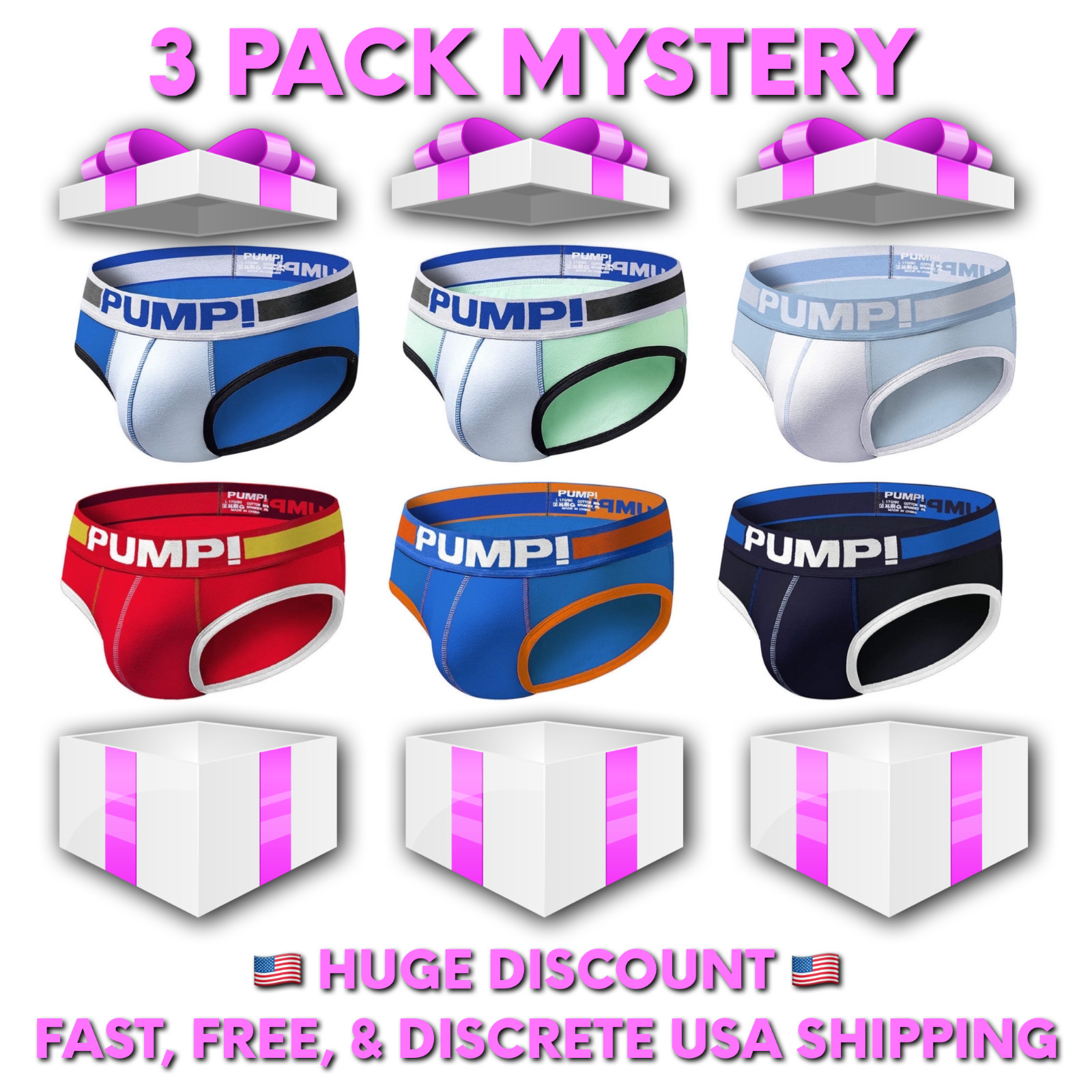 3 PACK | PUMP Briefs Men\'s Sexy Comfortable Underwear | FAST/FREE USA SHIPPING