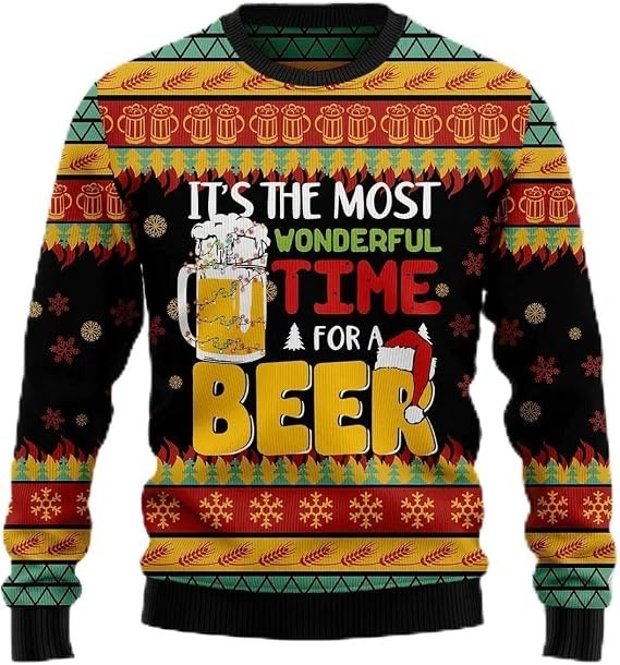 Its The Most Wonderful Time For A Beer Ugly Christmas Sweater Funny Sweatshirt