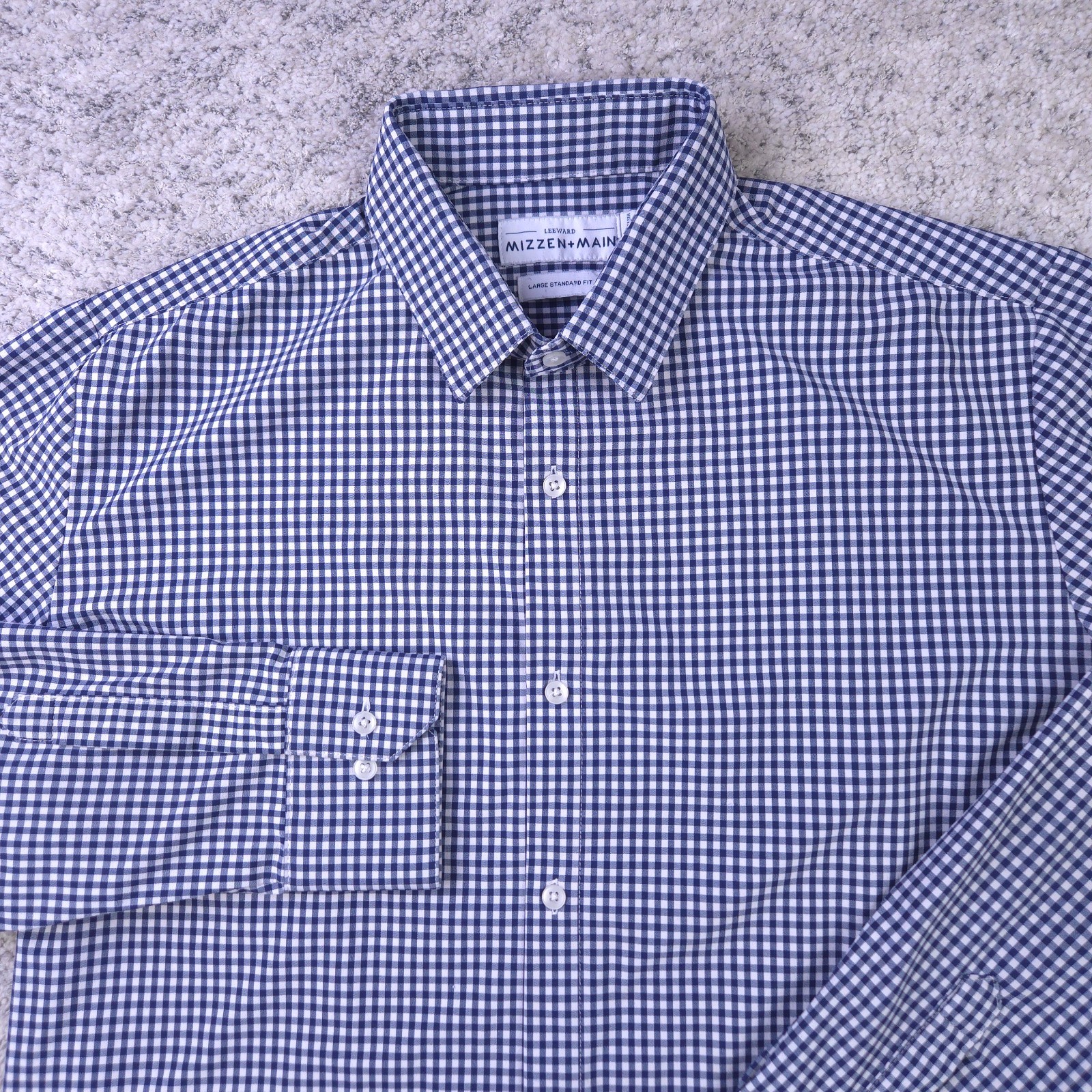 Mizzen Main Shirt Mens Large Standard Fit Leeward Long Sleeve Check Stretch