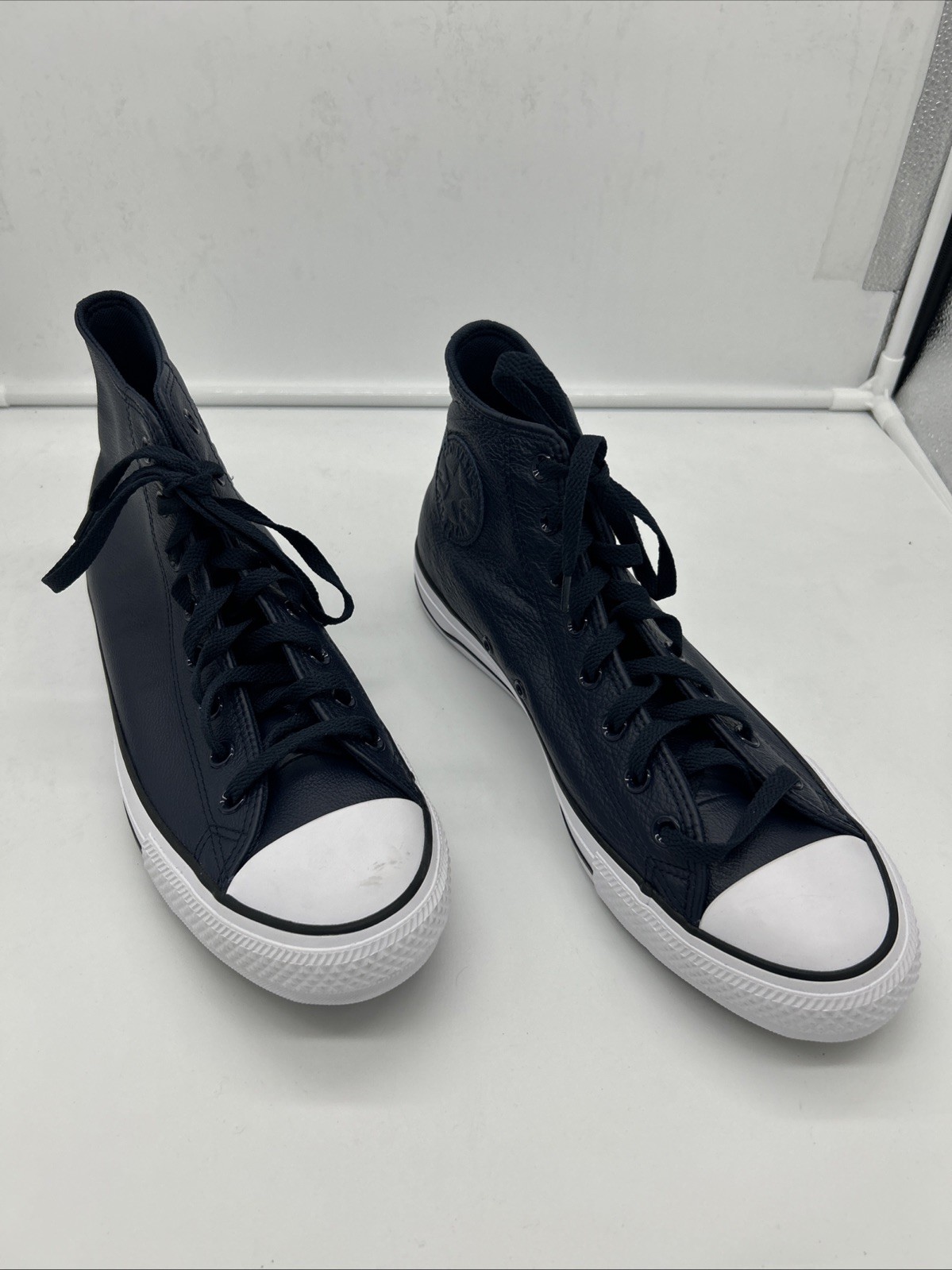 Converse A13276C CT Gingham Leather Lace Up Sneakers Navy Men\'s 11.5 Womens 13.5