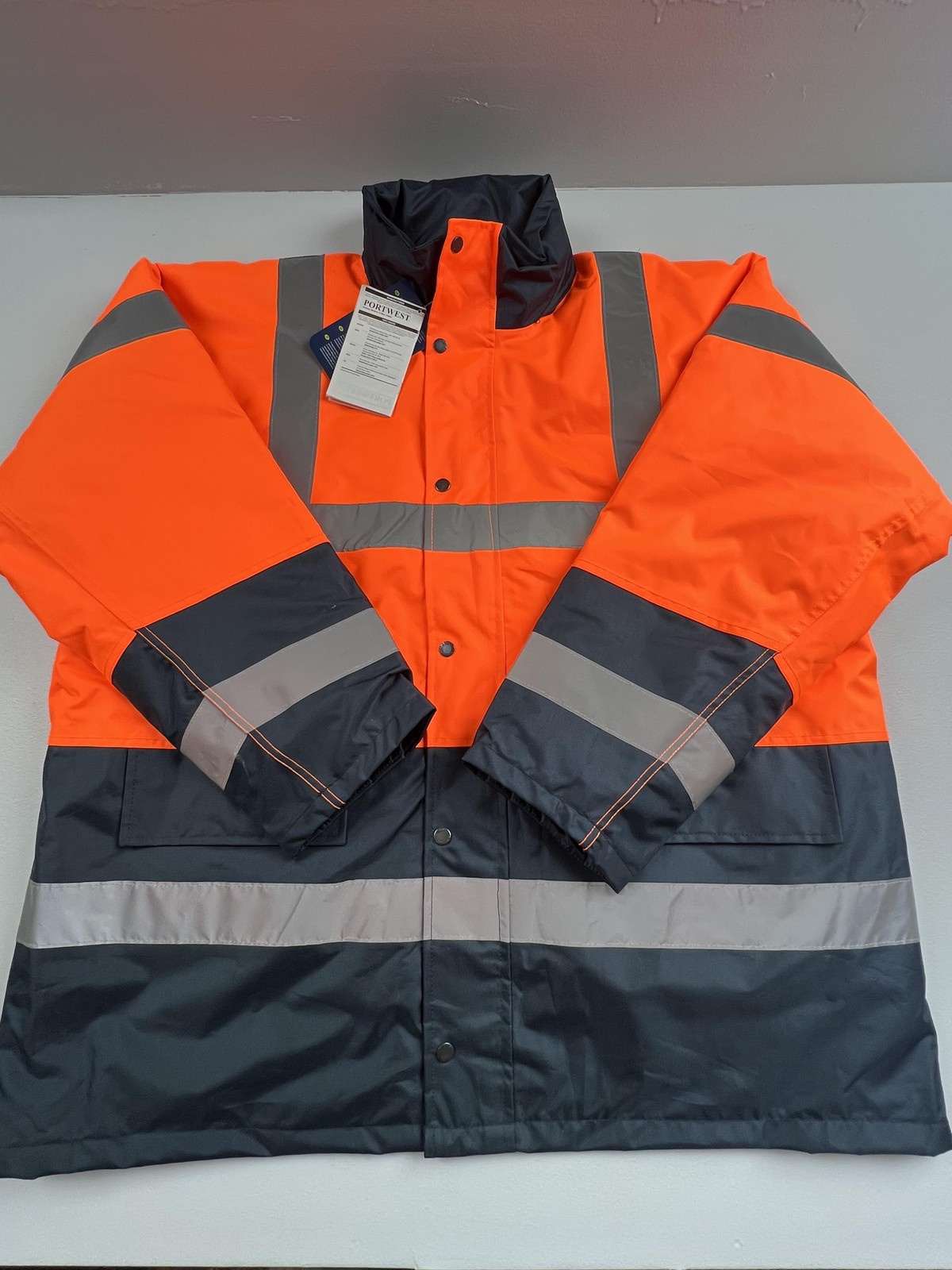 New Portwest Coat Mens 3XL Orange Hi Vis Reflective Parka Insulated Workwear