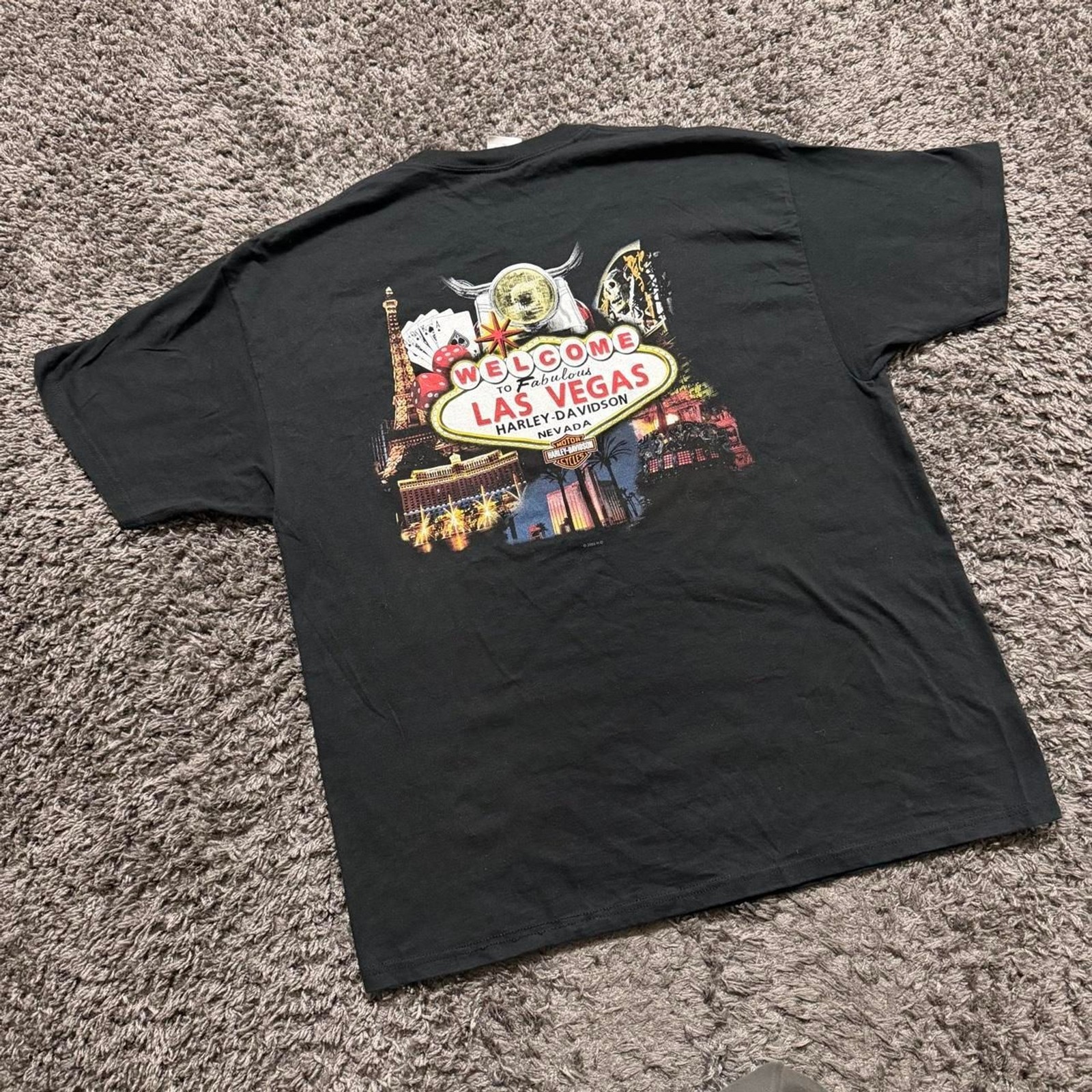 2000’s Harley Davidson Las Vegas Black Biker T-Shirt Size XL