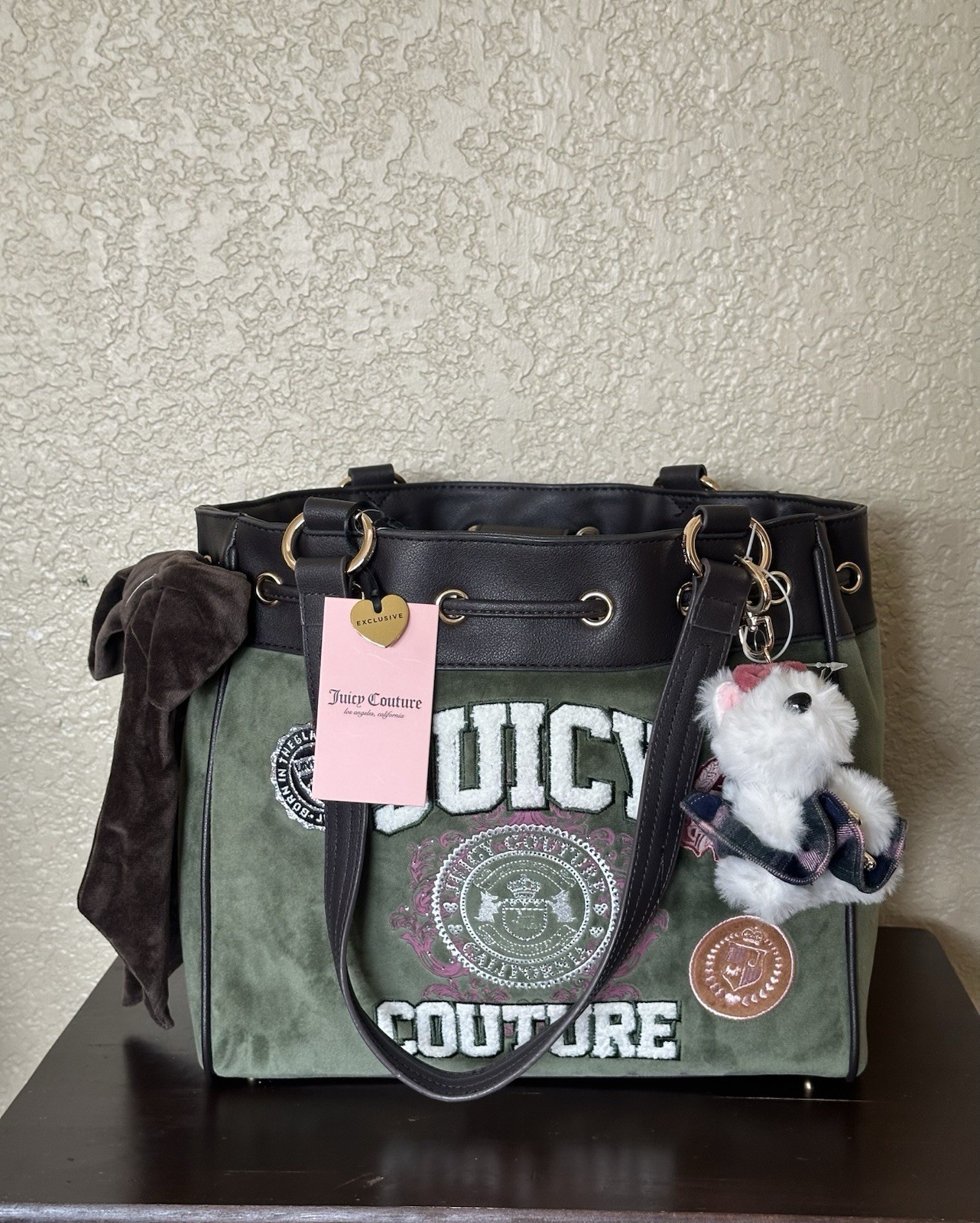 Brand New Juicy Couture Daydreamer Super Greens Velour Graphic Tote Bag Y2K NWT