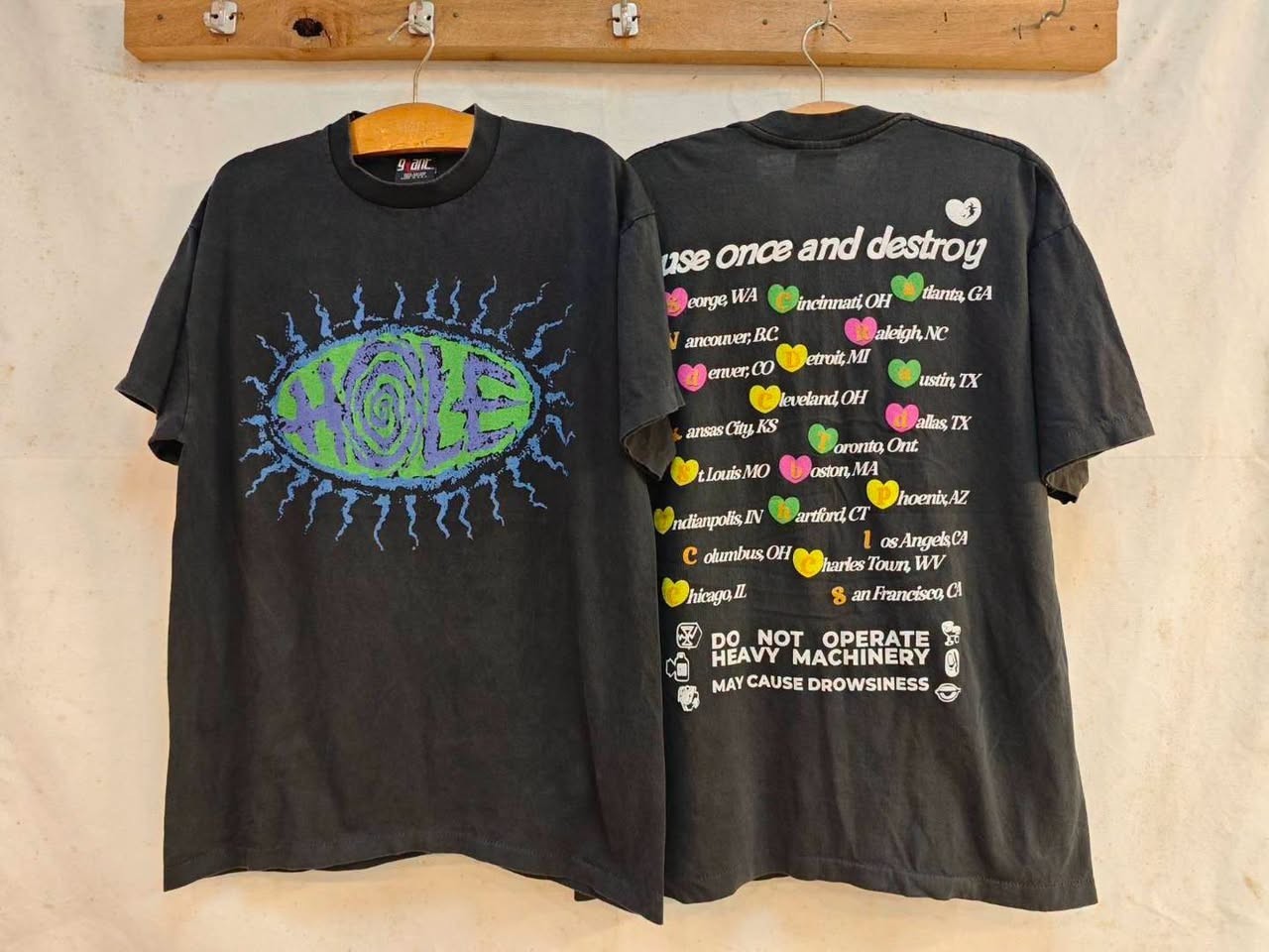 Vintage Rare 90s Hole Band Courtney Love Tour Grunge Black XL T-shirt REPRINT