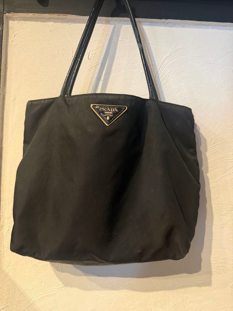 PRADA Nylon Tote Bag Black Vintage Japan