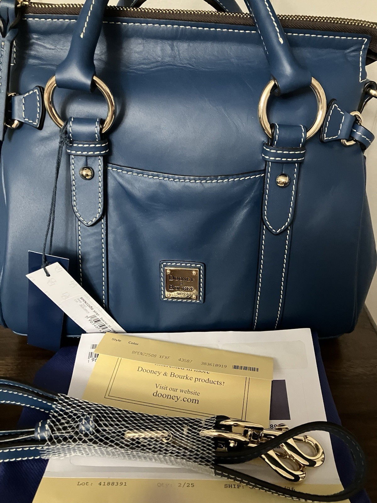 Dooney & Bourke Satchel 30 With Pocket In Deep Teal RARE COLOR NWT
