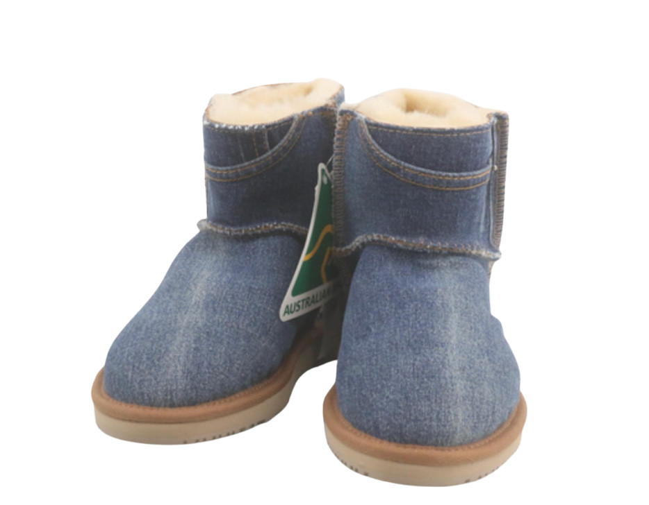 Brand New Official Ugg Australia Denim Mini Boot Merino Sheepskin Size 6