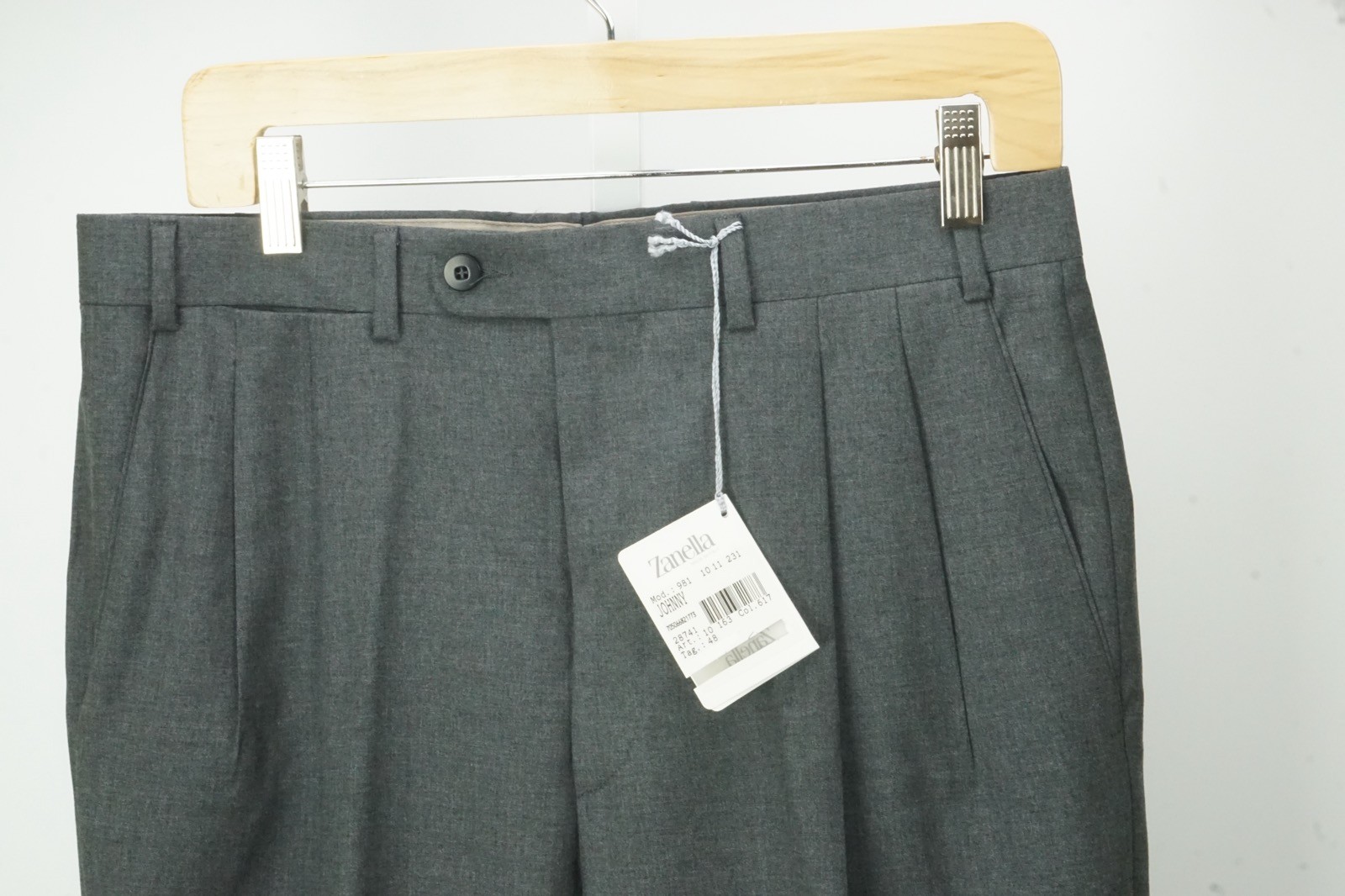 Zanella Johnny Gray Wool Mens Dress Pants Sz 48 EU BRAND NEW