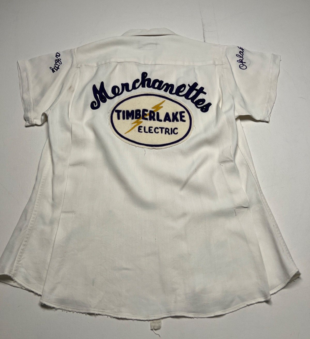 True Vintage Bowling Shirt Women Chain Stitch King Louie 60s Oklahoma Size Sm 32