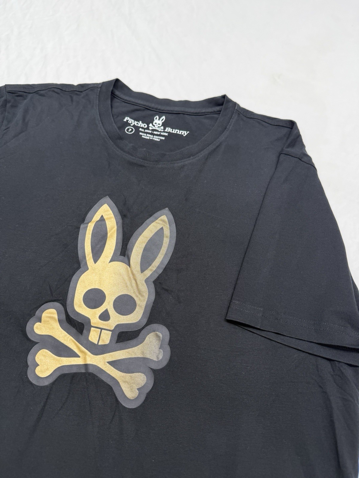 Psycho Bunny Men\'s Black Graphic T-Shirt Size Large Short Sleeve