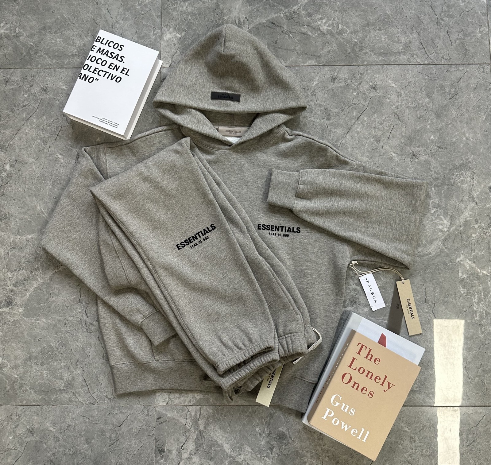 Essentials Set Dark Oatmeal, Sweatpants + Hoodie, Sold Separately & Size L