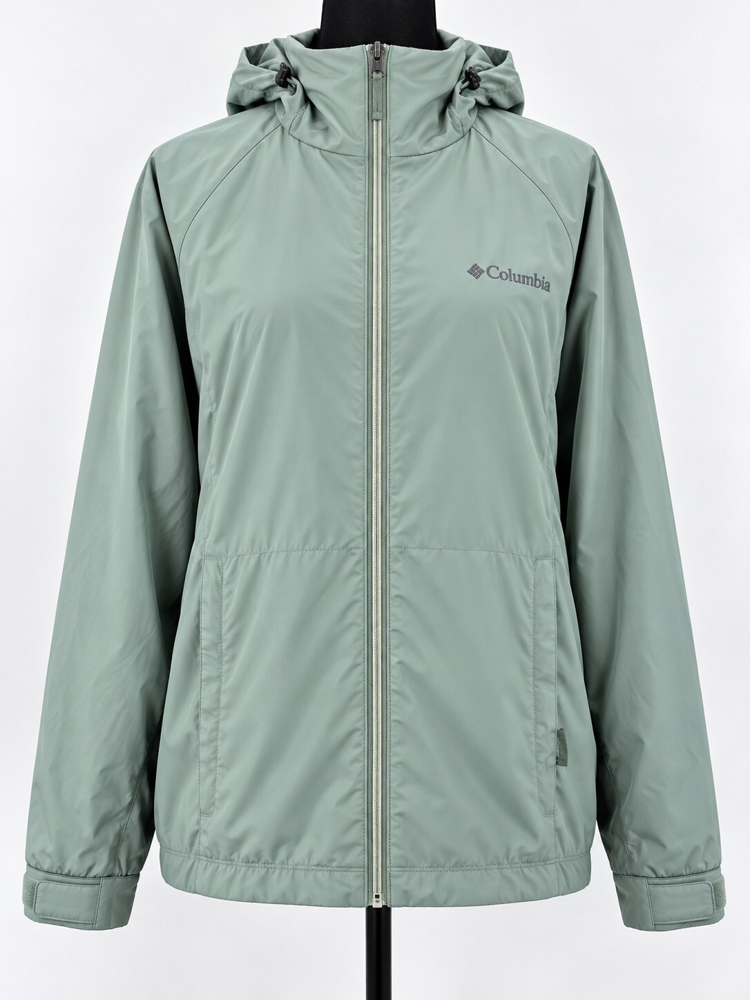 Columbia womens XL Sage green switch back windbreaker zip up hooded jacket