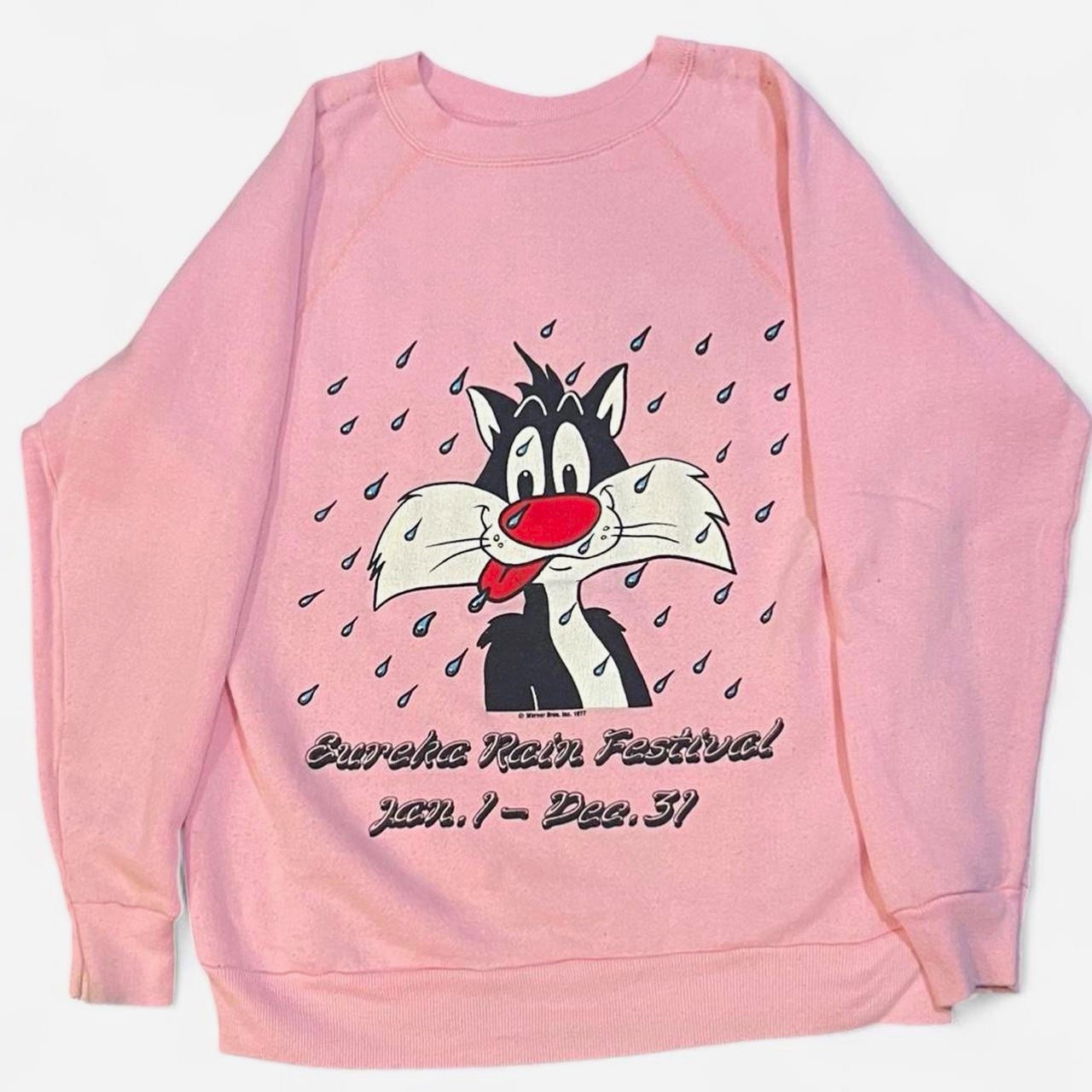 VTG 1977 Looney Tunes Sylvestre the Cat Crewneck Size M - Eureka, CA Rain Fest.