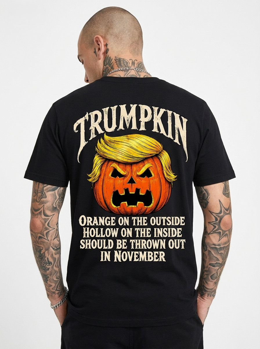 (On BACK) Halloween Anti Trumpkin Orange On The Outside Hollow Inside T-Shirt
