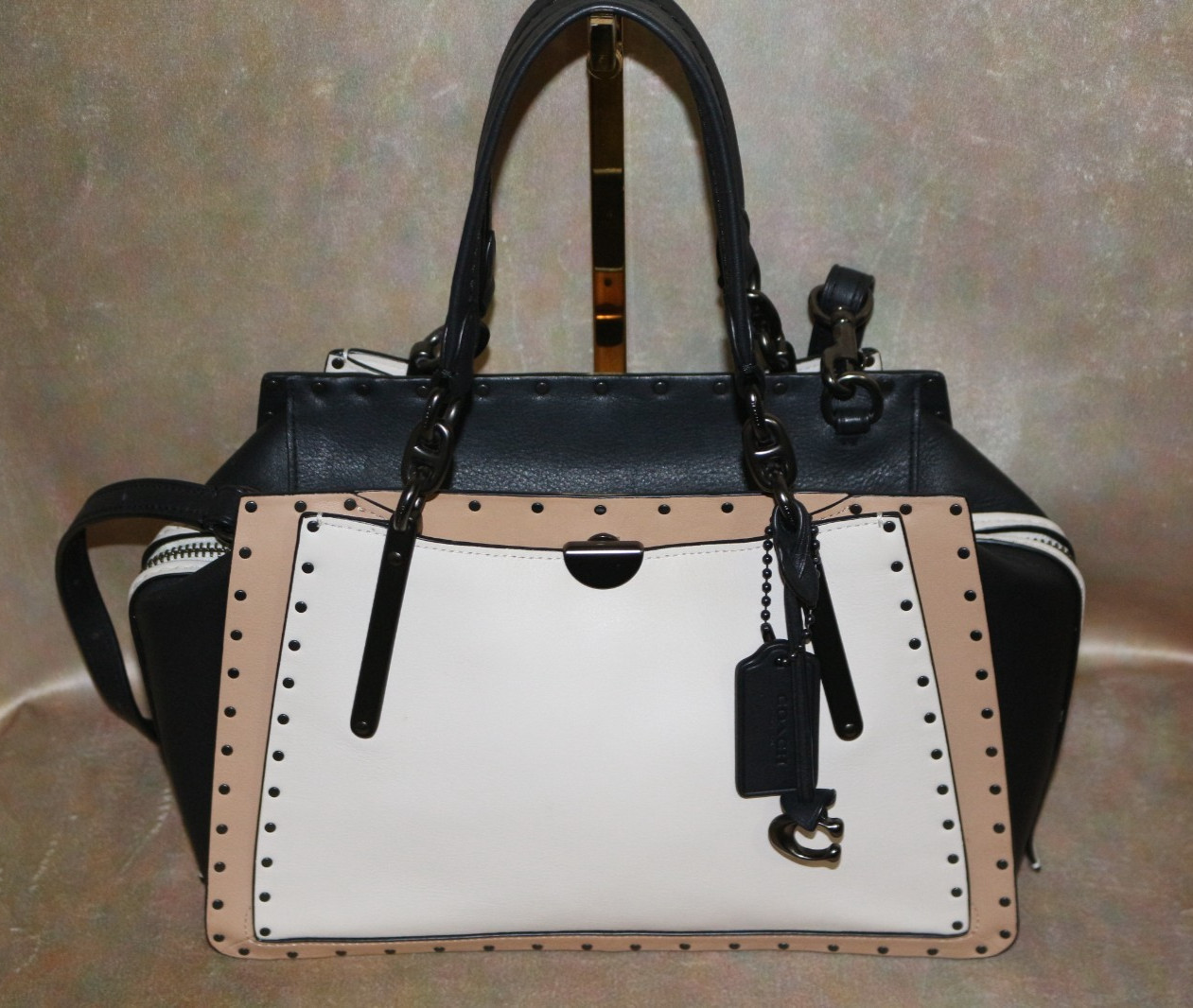COACH DREAMER COLOR BLOCK LEATHER SATCHEL CROSSBODY STRAP, GUNMETAL HARDWARE