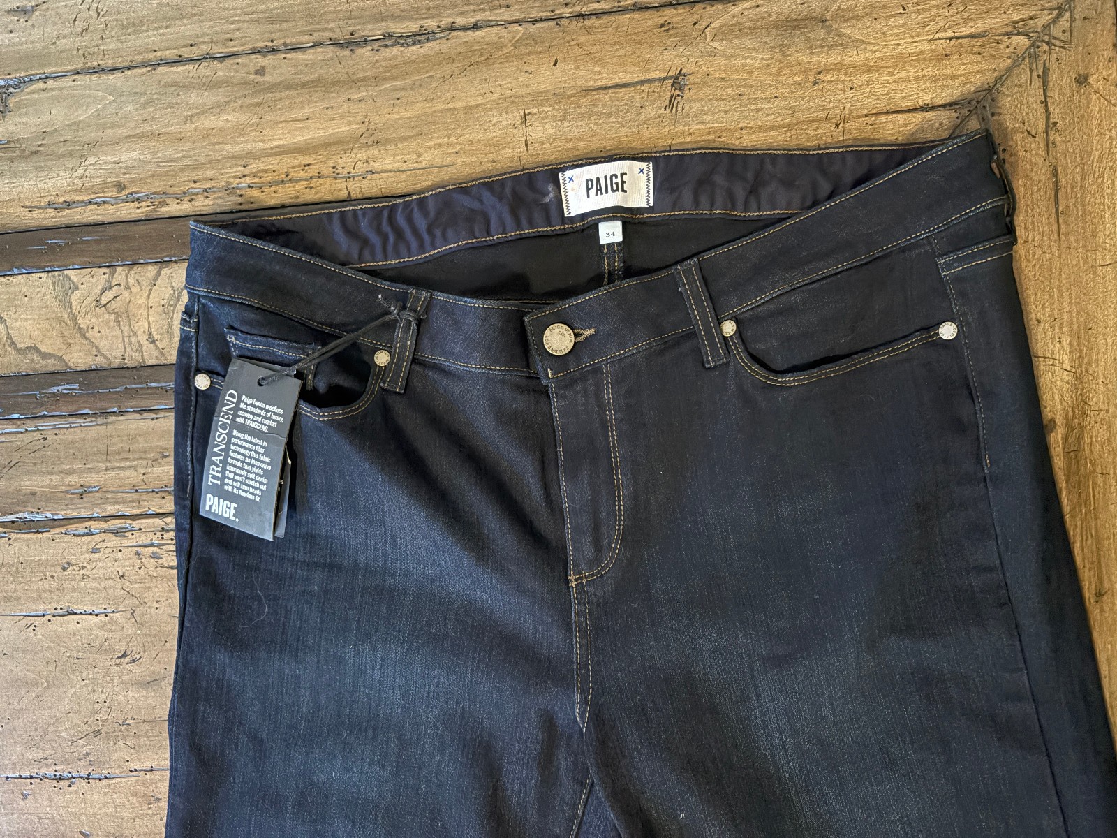 NWT Paige Transcend Jeans Women’s Size 34 Darkwash Denim Ultra Stretch High Rise