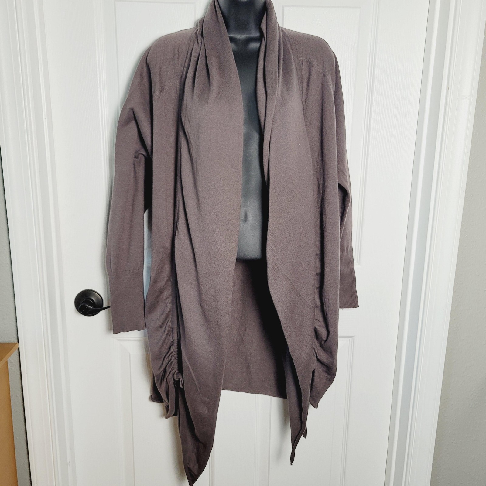 Planet By Lauren G Cardigan Sweater Womens One Size Brown Open Front Ruched