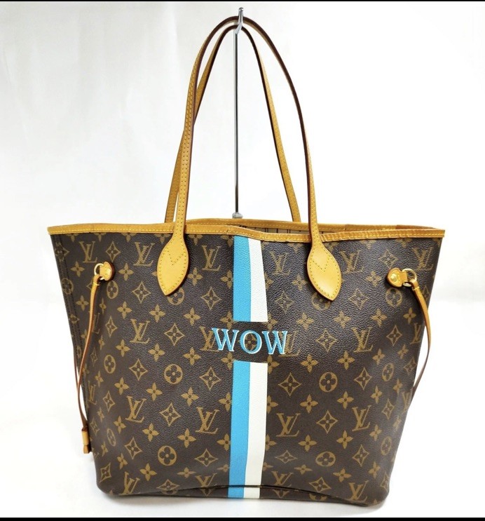 Louis Vuitton Neverfull MM Custom WOW/Blue Stripe 