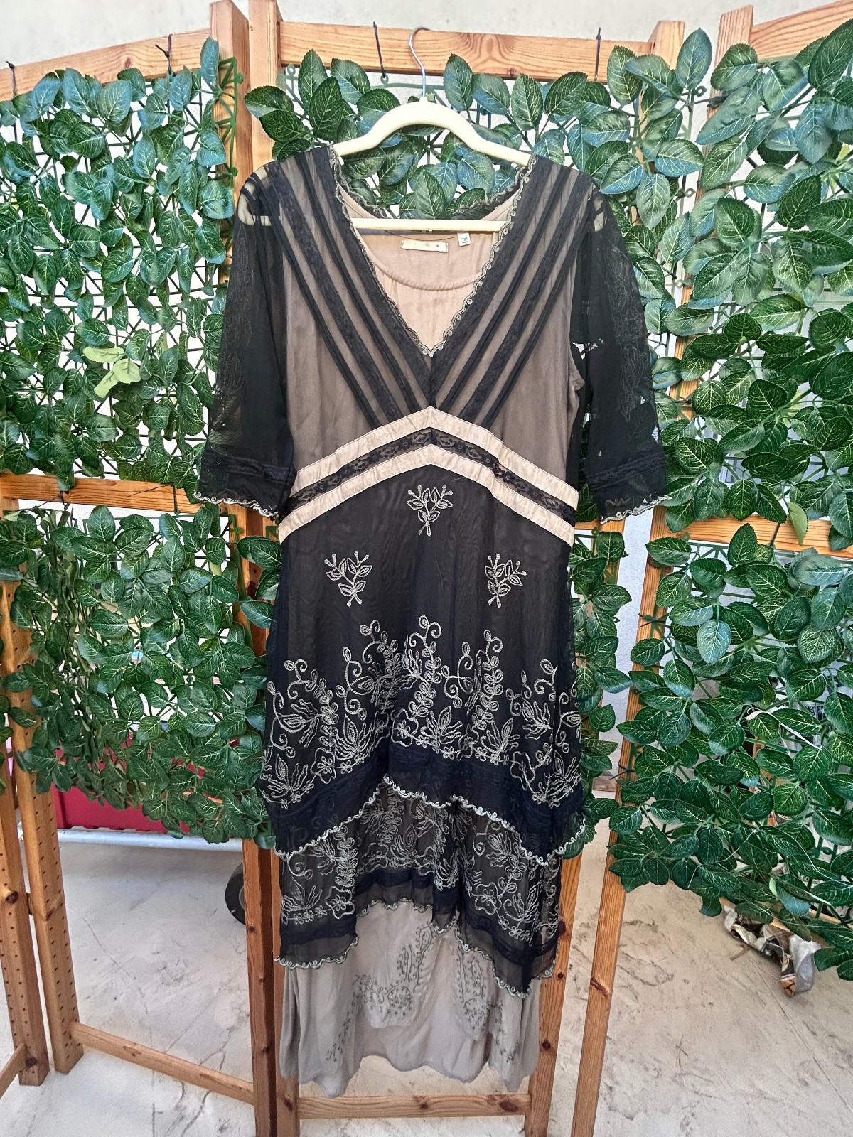 Nataya Edwardian Titanic reproduction style Black dress Sz L gothic Downton