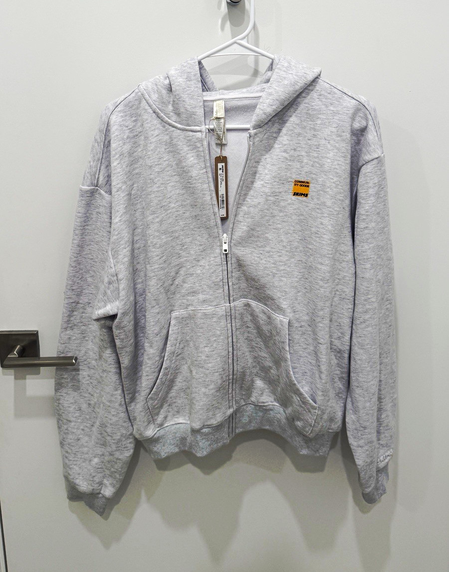 SKIMS x Community Goods Gray Full Zip Hooded Hoodie w/ Pockets Women’s L