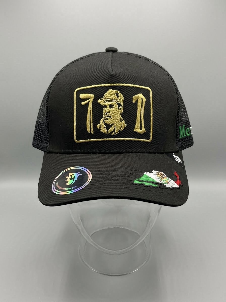 El Chapo Guzman 701 Trucker Hat Black Mesh Snapback Mexico Map Visera