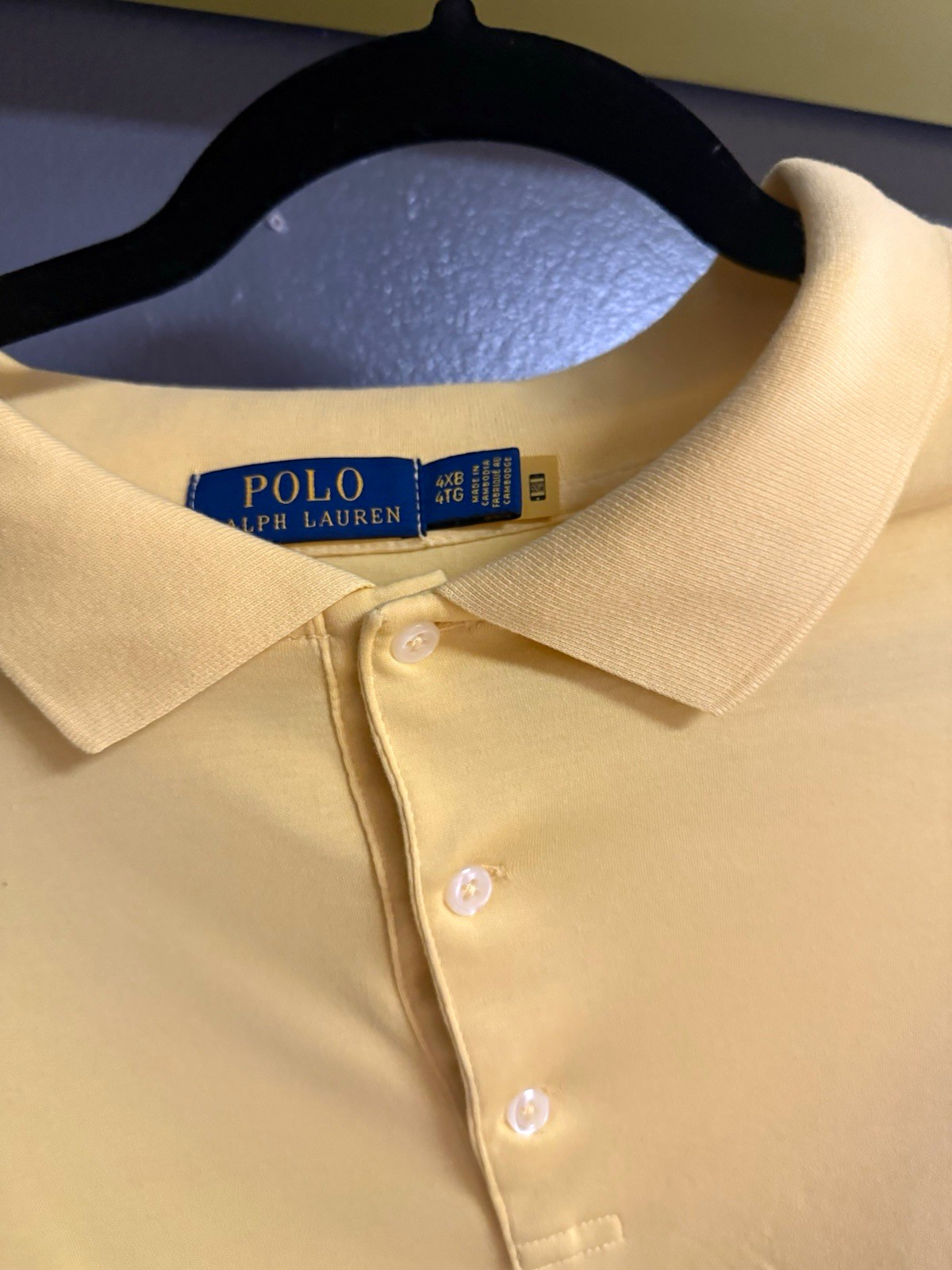 Polo Ralph Lauren Men\'s Yellow Solid Logo Embroidered Polo Shirt Big 4X