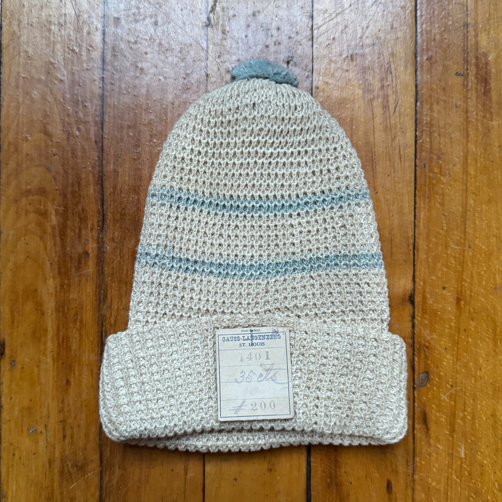 Antique 1900s 1910s Gauss-Langenberg Deadstock Child Stocking Cap Pom Hat NOS
