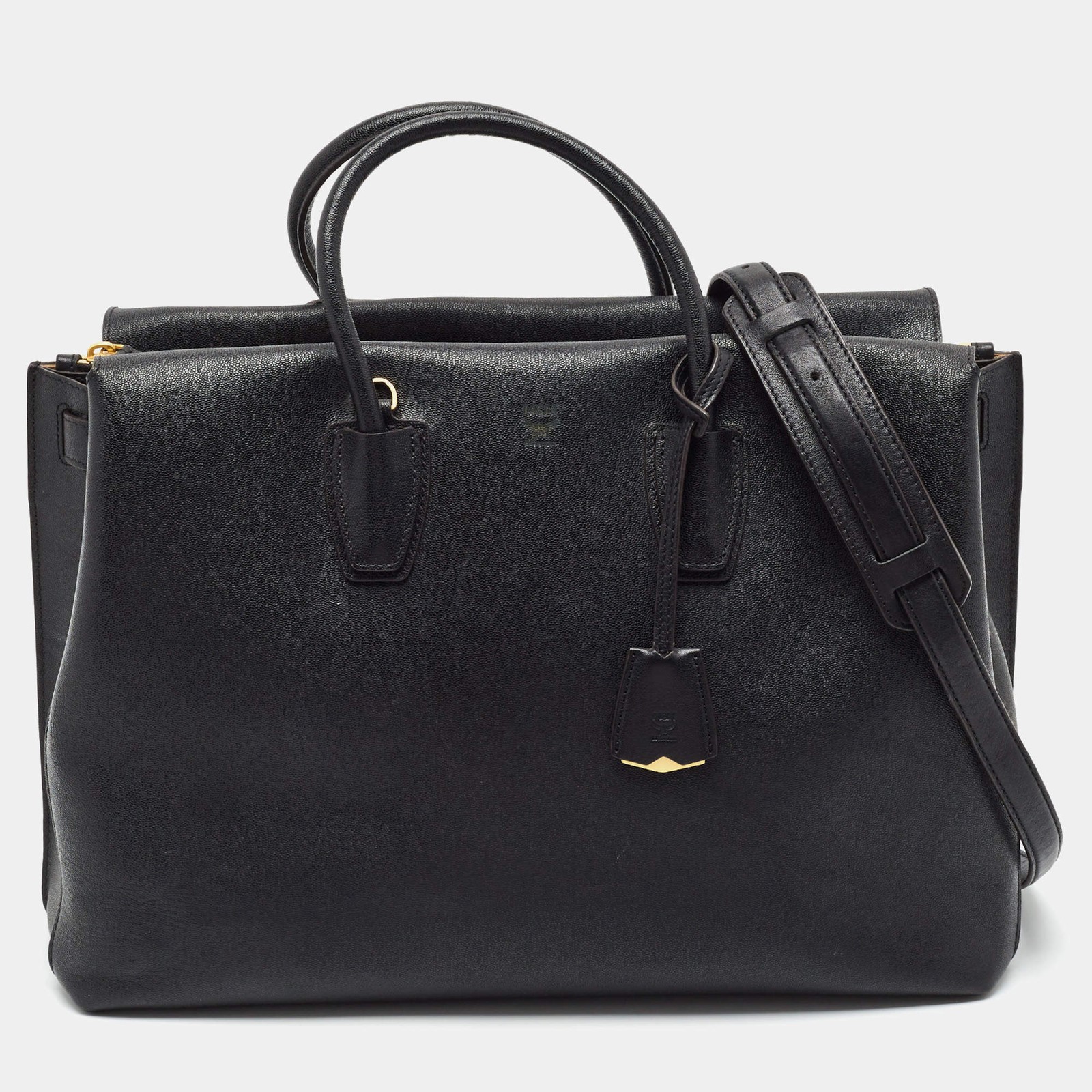 MCM Milla Large Black Leather Tote