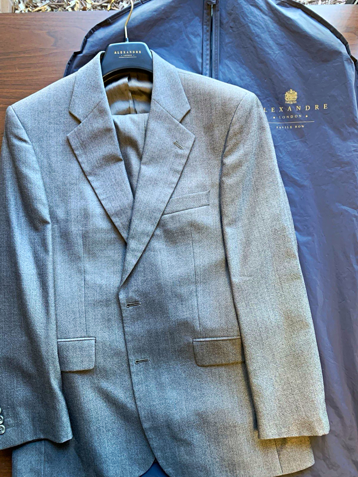 Alexandre London Gray Birdseye 100% Wool 2pc Suit 40R 34x29 Pleated Cuffed