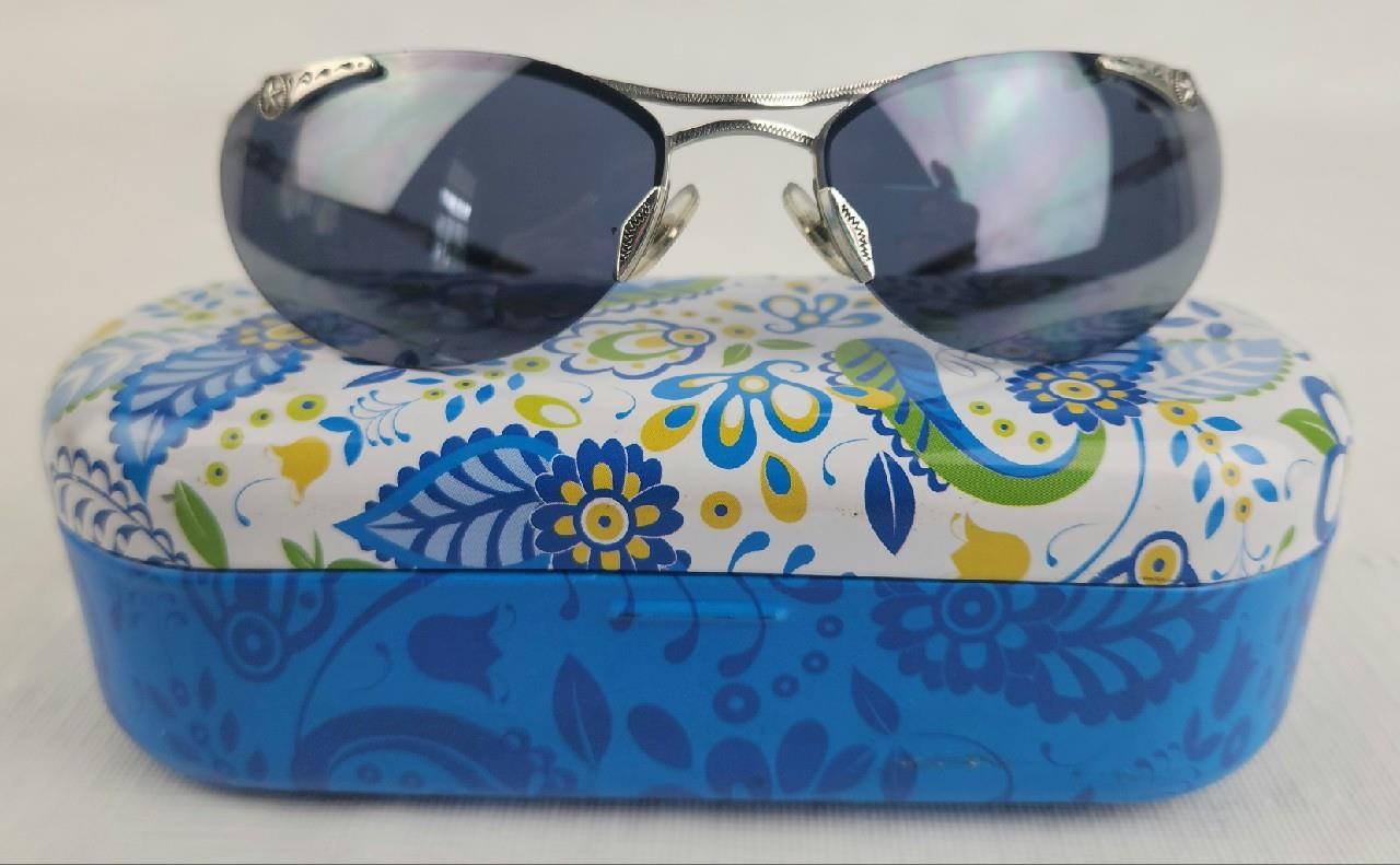 Vintage Silver Toned Handmade Brighton Rio Grande Sunglasses w/ Case