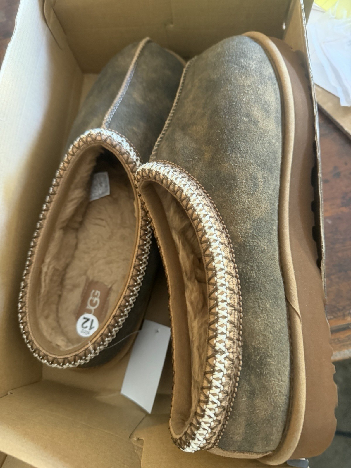 New UGG Men\'s Tasman Baxter Slippers - Chestnut - Size 12 (No Box Lid)