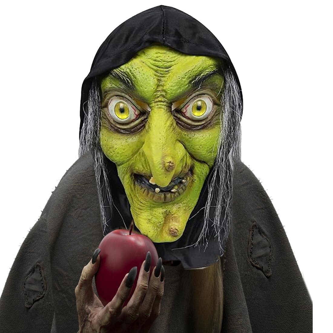Horror Scary Witch Old Lady Evil Mask w/Wigs For Halloween Cosplay Party Costume