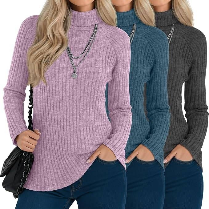 MSRP $57 Velvelhall 3 Pack Women\'s XL Long Sleeve Turtleneck Sweaters Curved