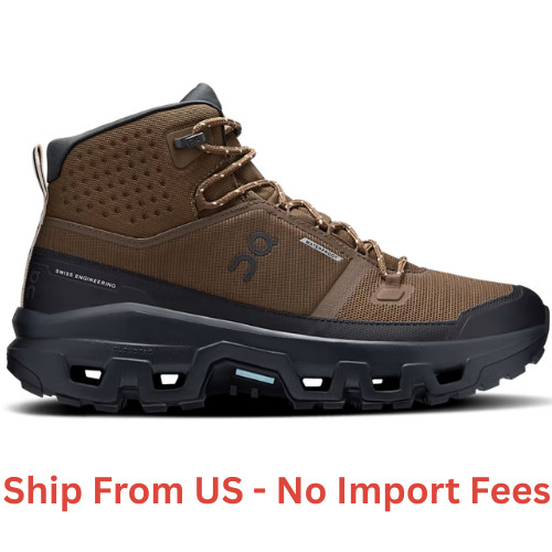 NEW (Authentic) Men's On Cloudrock Mid Waterproof, Comfort Cushion, Earth/Black